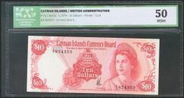 CAYMAN ISLANDS. 10 Dollars. 1974. (Pick: 7a). ICG50.