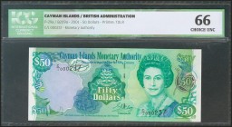 CAYMAN ISLANDS. 50 Dollars. 2001. Low serial. (Pick: 29a). ICG66.