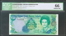 CAYMAN ISLANDS. 50 Dollars. 2001. Low serial. (Pick: 29a). ICG66.