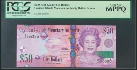 CAYMAN ISLANDS. 50 Dollars. 2010. (Pick: 42a). PCGS66PPQ.