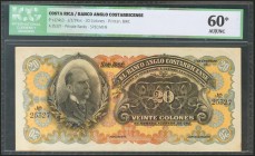 COSTA RICA. BANCO ANGLO COSTARRICENSE. 20 Colones. 1 January 19xx. Specimen on normal serial note. (Pick: s124sr). ICG60 (staple holes).