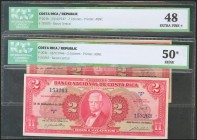 COSTA RICA. Set of 2 banknotes of 2 Colones. 1946/1947. (Pick: 203cs/203b). ICG/50/48.
