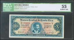 COSTA RICA. 10 Colones. 9 September 1964. (Pick: 229). ICG55.