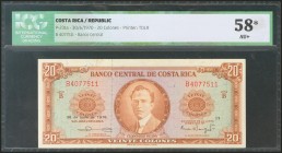 COSTA RICA. 20 Colones. 30 June 1970. (Pick: 231a). ICG58* (stains aroud edges).