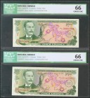COSTA RICA. Set of 2 banknotes of 5 Colones. 1971/1975. Commemorative issues. (Pick: 241/247). ICG66 (both).