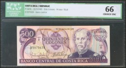 COSTA RICA. 500 Colones. 20 March 1985. (Pick: 249b). ICG66.