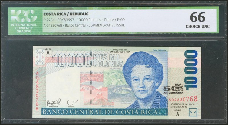 COSTA RICA. 10000 Colones. 30 July 1997. Commemorative issue. (Pick: 273a). ICG6...