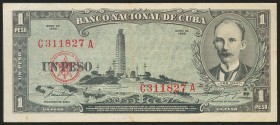 CUBA. 1 Peso. 1956. (Pick: 87s). Very Fine.