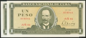 CUBA. Set of 2 banknotes of 1 Peso. 1980. Correlative pair. (Pick: 102b). Uncirculated.
