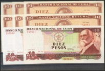 CUBA. Set of 8 banknotes of 10 Pesos. 1967/1984/1988/1991. Four Correlative pairs. (Pick: 104a/c/d, 109). Uncirculated.