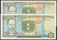 CUBA. Set of 2 banknotes of 1 Peso. 1995. Correlative pair. (Pick: 112). Uncirculated.