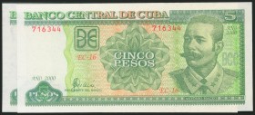 CUBA. Set of 2 banknotes of 5 Pesos. 2000. Correlative pair. (Pick: 116c). Uncirculated.