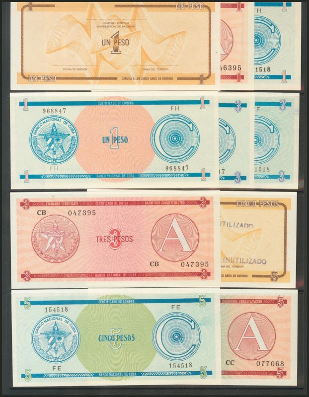 CUBA. Set of 18 Certificados de Compra & Divisa. S/D. 1,3,5, 10, 20, 50 and 100 ...