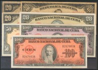 CUBA. Set of 7 banknotes of 10, 20, 50 and 100 Pesos. 1934-1959. Good/Very Fine.