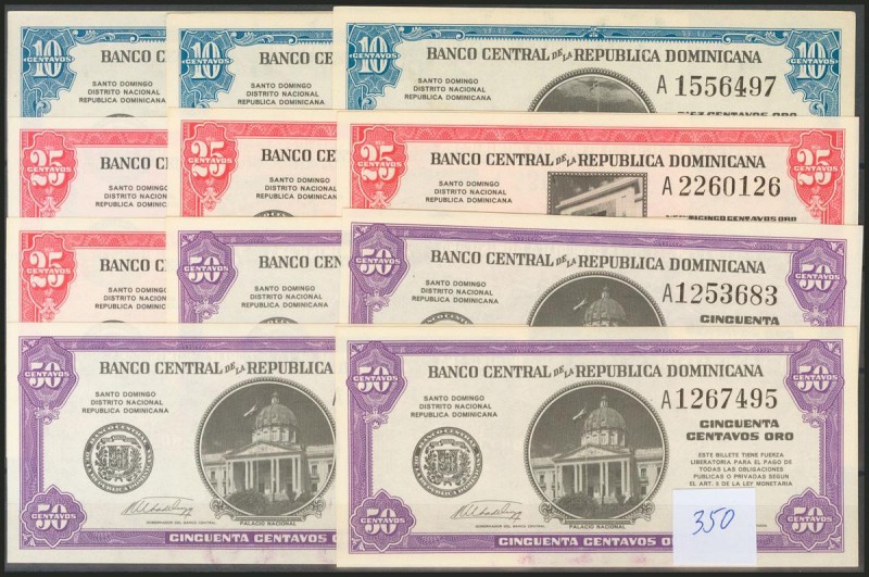 DOMINICAN REPUBLIC. Set of 11 banknotes of 10, 25 and 50 Centavos Oro. 1961. (Pi...