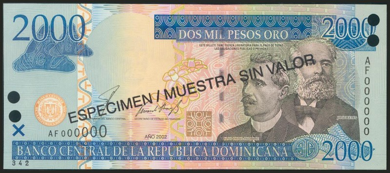 DOMINICAN REPUBLIC. 2000 Pesos Oro. 2006. Specimen. (Pick: 181s). Uncirculated.