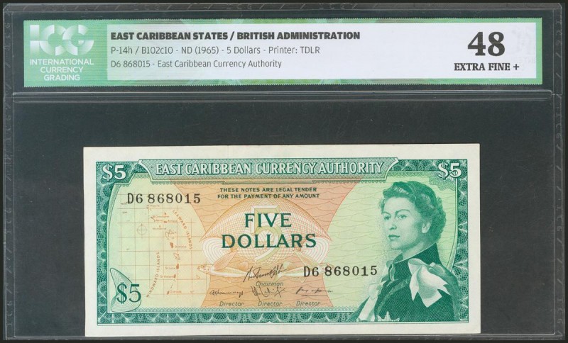 EAST CARIBBEAN STATES. 5 Dollars. 1965. (Pick: 14h). ICG48.