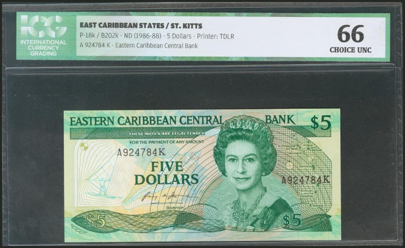 EAST CARIBBEAN STATES. 5 Dollars. 1986. Saint Kitts. (Pick: 18k). ICG66.