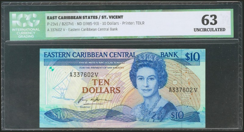 EAST CARIBBEAN STATES. 10 Dollars. 1958. Saint Vincent. (Pick: 23v1). ICG66.