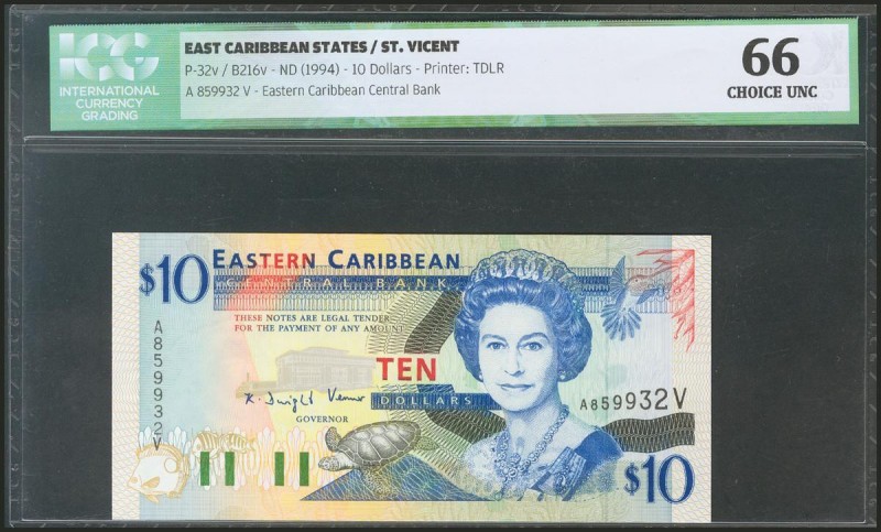 EAST CARIBBEAN STATES. 10 Dollars. 1994. Saint Vincent.(Pick: 32v). ICG66.