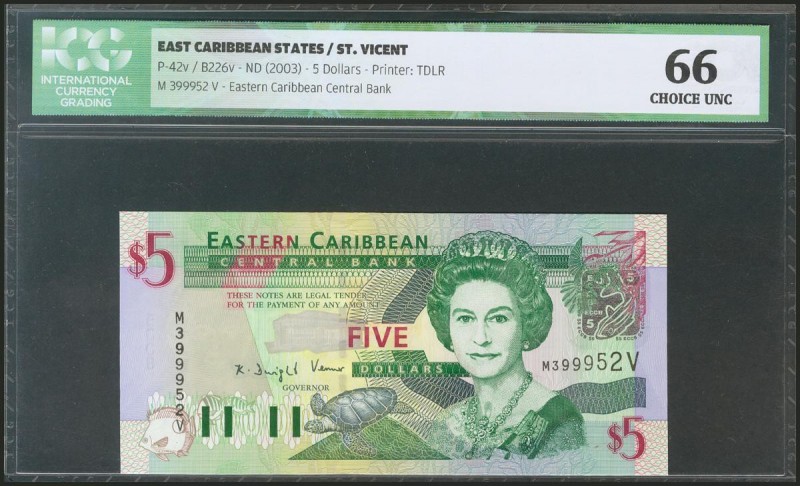 EAST CARIBBEAN STATES. 5 Dollars. 2003. Saint Vincent. (Pick: 42v). ICG66.