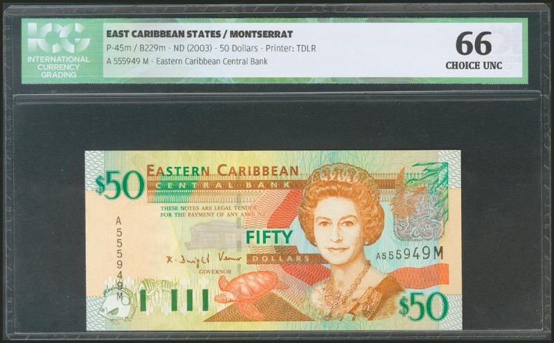 EAST CARIBBEAN STATES. 50 Dollars. 2003. Montserrat. (Pick: 45m). ICG66.