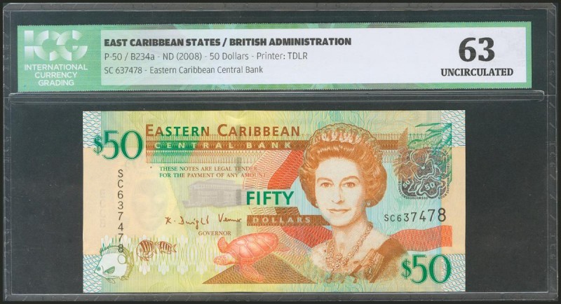 EAST CARIBBEAN STATES. 50 Dollars. 2008. (Pick: 50). ICG63.