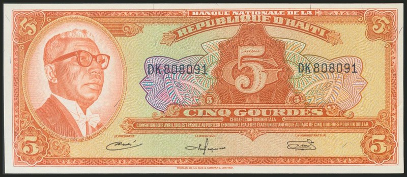 HAITI. 5 Gourdes. 1919. (Pick: 198a). Uncirculated.