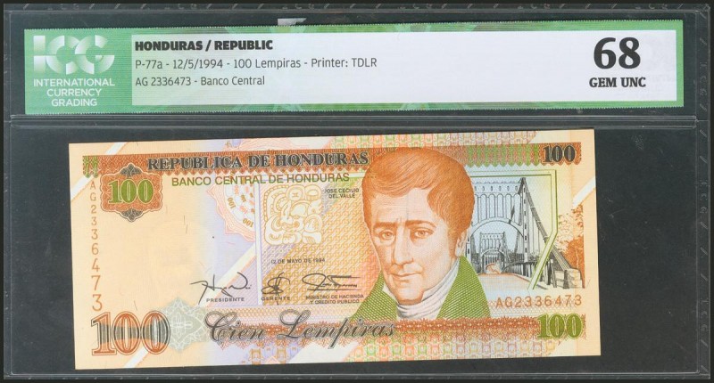 HONDURAS. 100 Lempiras. 12 May 1994. (Pick: 77a). ICG68.