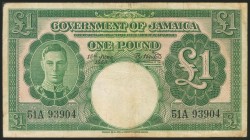 JAMAICA. 1 Pound. 15 June 1950. (Pick: 41b). Fine.