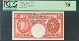 JAMAICA. 5 Shillings. 17 March 1960. (Pick: 45). PCGS50.