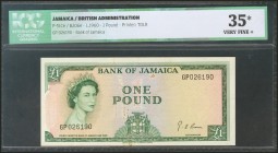 JAMAICA. 1 Pound. 1960. (Pick: 51Ce). ICG35* (rust at center).