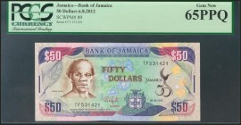 JAMAICA. 50 Dollars. 6 August 2012. (Pick: 89). PMG65PPQ.