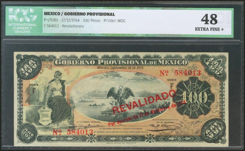 MEXICO. GOBIERNO PROVISIONAL. 100 Pesos. 17 December 1914. Revalidado. (Pick: s7...