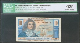 SAINT PIERRE AND MIQUELON. 10 Francs. 1947. (Pick: 23). ICG45* (stains, small 2 mm tear at top).