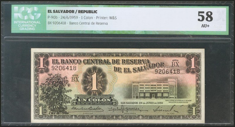 EL SALVADOR. 1 Colón. 24 June 1959. (Pick: 90b). ICG58.