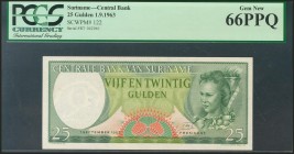 SURINAME. 25 Gulden. 1 September 1963. (Pick: 122). PCGS66PPQ.