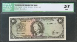 TRINIDAD AND TOBAGO. 10 Dollars. 1964. (Pick: 28c). ICG20* (washed).