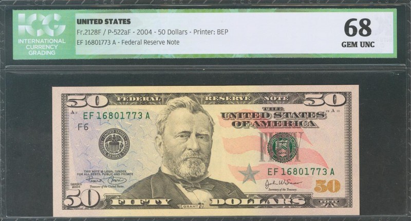 USA. 50 Dollars. Federal Reserve Note. Atlanta. Serial number EF-A. 2004. (Fried...