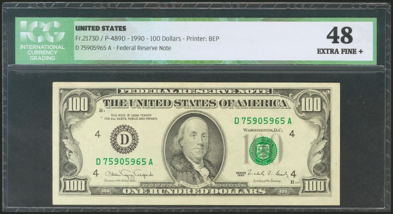 USA. 100 Dollars. Federal Reserve Note. Cleveland. Serial number D-A. 1990. (Fri...