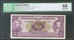VENEZUELA. 10 Bolívares. 6 June 1961. Specimen E000000. (Pick: 42s). ICG68.