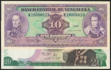 VENEZUELA. Set of 2 banknotes of 10 and 20 Bolívares. 1976/1985. (Pick: 71; 51e). Uncirculated.