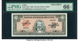 Cuba Banco Nacional de Cuba 10 Pesos 1960 Pick 79s2 Specimen PMG Gem Uncirculated 66 EPQ. Black Muestra overprints; two POCs.

HID09801242017

© 2020 ...