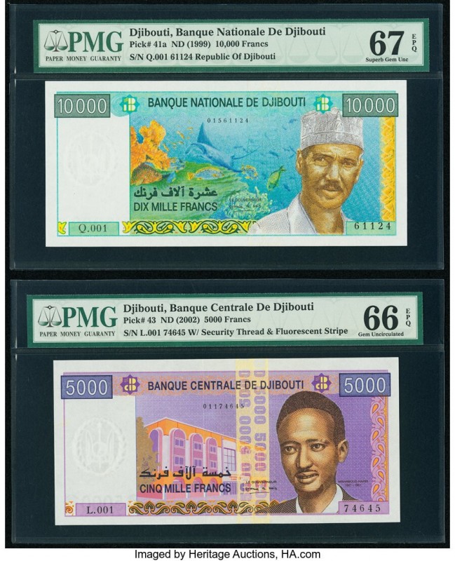 Djibouti Banque Nationale de Djibouti 10,000; 5000 Francs ND (1999); ND (2002) P...