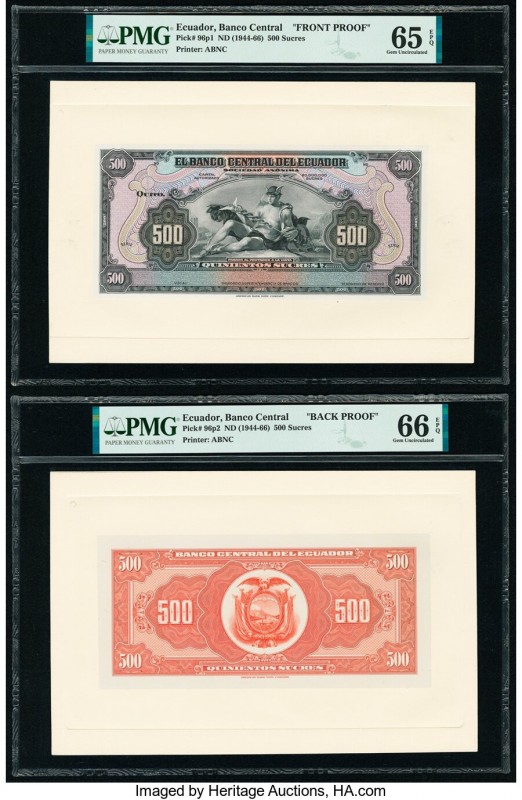 Ecuador Banco Central del Ecuador 500 Sucres ND (1944-66) Pick 96p1; 96p2 Front ...