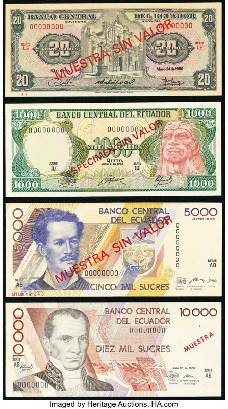 Ecuador Banco Central del Ecuador Group Lot of 4 Specimen Extremely Fine-Crisp U...