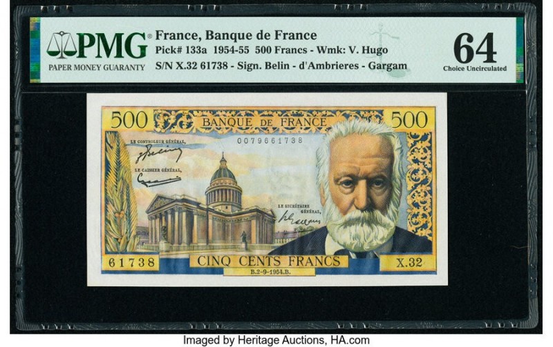 France Banque de France 500 Francs 2.9.1954 Pick 133a PMG Choice Uncirculated 64...