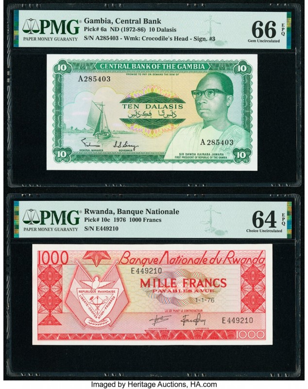 Gambia Central Bank of the Gambia 10 Dalasis ND (1972-86) Pick 6a PMG Gem Uncirc...