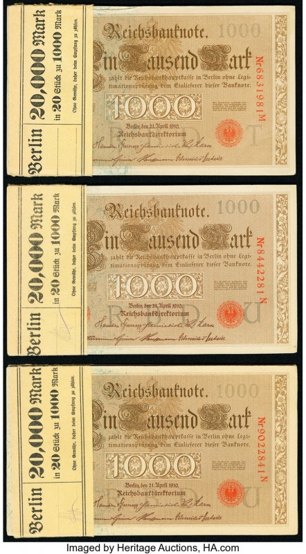 Germany Imperial Bank Notes 1000 Mark 1910 Pick 44b 54 Examples About Uncirculat...