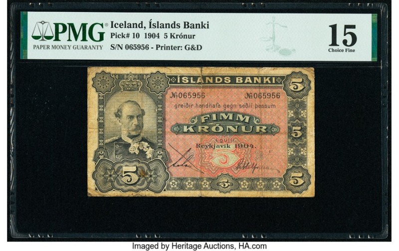 Iceland Islands Banki 5 Kronur 1904 Pick 10 PMG Choice Fine 15. 

HID09801242017...